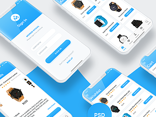 Ecommerce iOS UI Design psd file