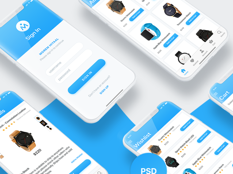 Ecommerce iOS UI Design psd file