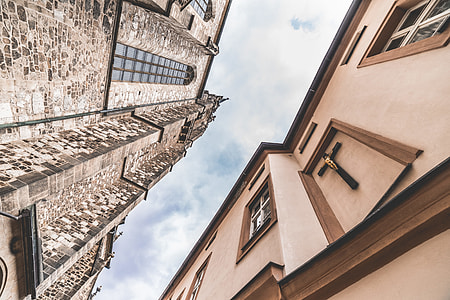 Old Church and Castle Agains Cloudy Sky thumbnail