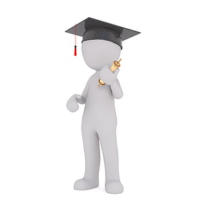 human 3D model holding diploma and wearing graduation hat thumbnail