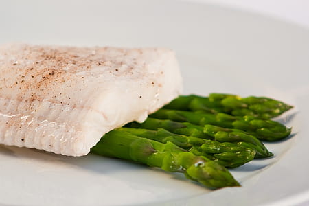 vegetable and meat on white plate thumbnail
