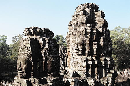 stone ancient ruins with carved faces thumbnail