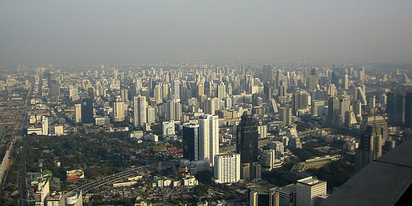 Cityscape of Bangkok under smog in Bangkok, Thailand thumbnail