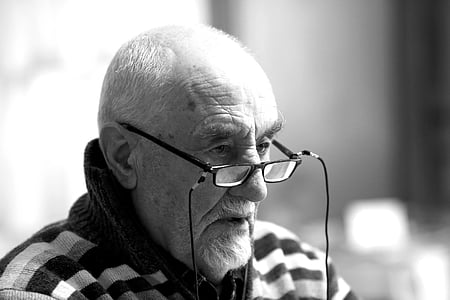 man in eyeglasses grayscale photography thumbnail