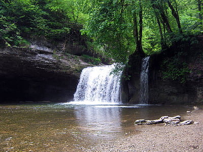 raging waterfalls surrounded by trees thumbnail