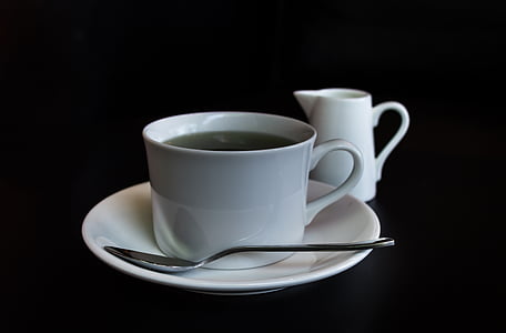 white mug with saucer and spoon thumbnail