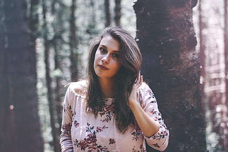 Woman In Floral Scoop-neck Blouse thumbnail