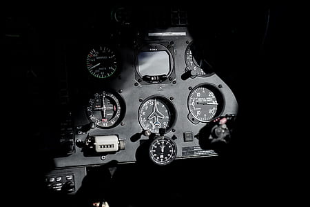 grayscale photo of aircraft's control panel thumbnail