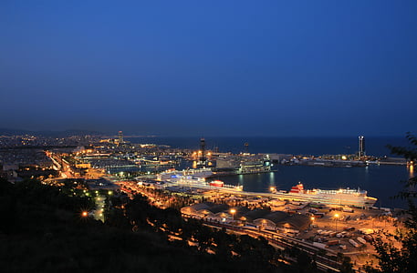aerial view of the city at nighttime thumbnail