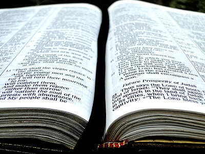 opened bible with black bookmark thumbnail