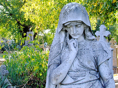 woman wearing headscarf statue near green leafed plants thumbnail