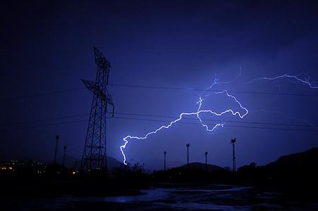 transmission tower at night thumbnail