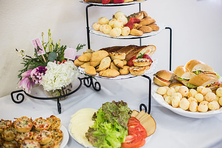 black metal tray on table with food thumbnail