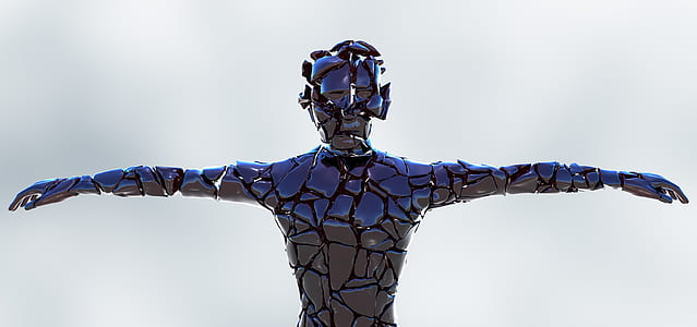 blue and black man standing statue thumbnail