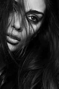 grayscale portrait photography of woman thumbnail