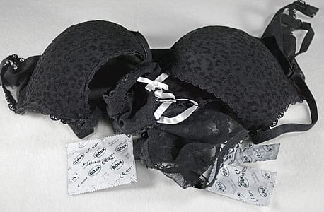 black floral brassiere on white surface thumbnail