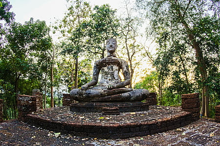 Religious Statue Surrounded by Green Trees thumbnail