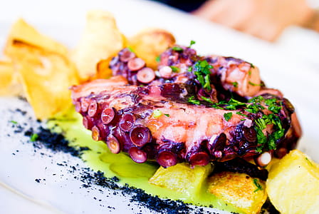 Purple and Brown Food on White Surface thumbnail
