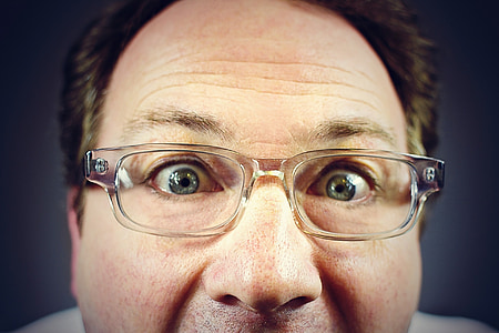 man wearing clear framed eyeglasses thumbnail