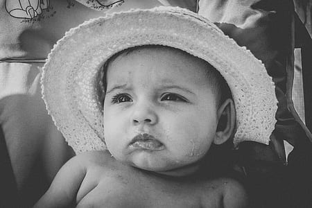 grayscale photo of baby sad face thumbnail