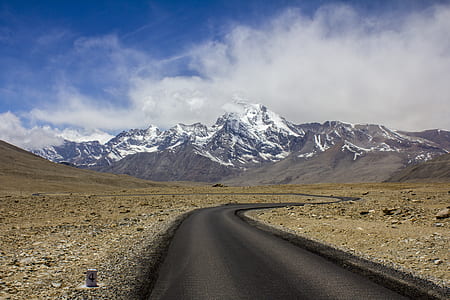 snow, road, landscape, mountains thumbnail