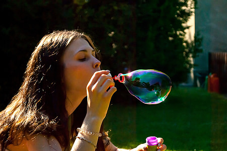 woman blowing the bubbles thumbnail