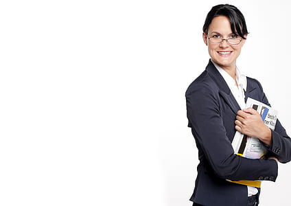 woman wearing black peaked lapel suit jacket thumbnail