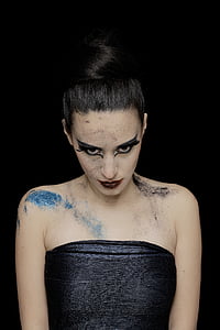 woman wearing black strapless top thumbnail