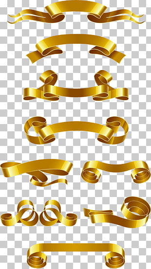 Web banner Ribbon Euclidean , Gold ribbon banner material, gold ribbon lot PNG clipart