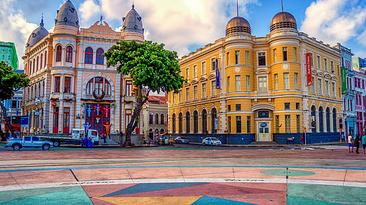 pink and yellow buildings thumbnail