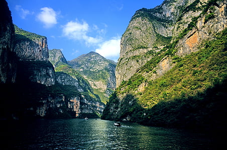 body of water between mountains thumbnail