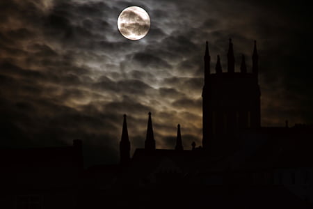 silhouette of castle during night time thumbnail