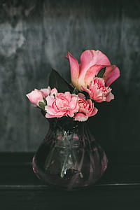 Pink Carnation Flowers and Pink Rose Flowers Centerpiece thumbnail