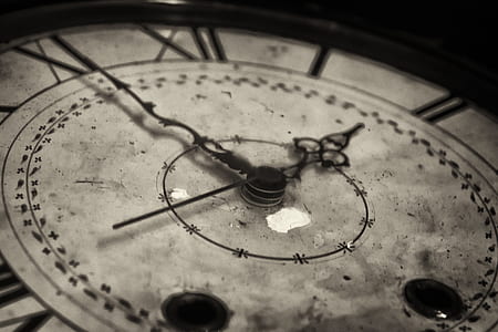 close up photography of roman numeral clock at 1:55 pm thumbnail