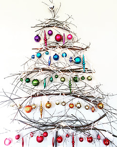 Christmas tree wall decor with assorted-color baubles thumbnail