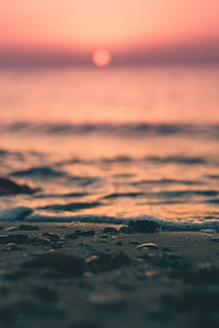 water, foam, sand, sunset thumbnail