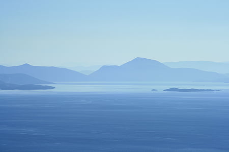 aerial photo of body of water background of mountrain view thumbnail