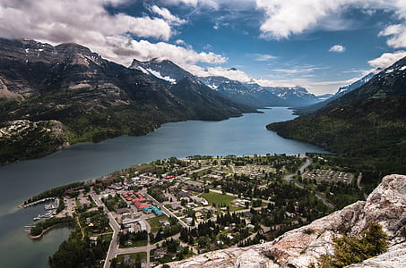 aerial-view of city near body of water thumbnail