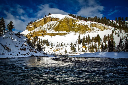 body of water near mountain with snow thumbnail