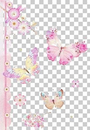 Butterfly house Caterpillar , Hand-painted pink butterfly background, pink and yellow butterfly photo PNG clipart
