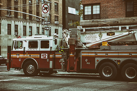 Street capture of a fire truck in New York City, image recorded with a Canon 5D DSLR thumbnail