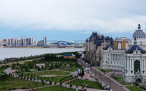 bird's eye view of white and blue temple thumbnail