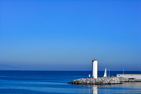 white tower surrounded by calm body of water thumbnail