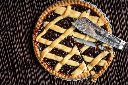silver knife on top of brown pie thumbnail