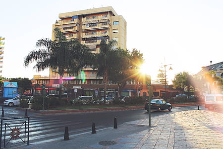 Sunset on ordinary city street thumbnail