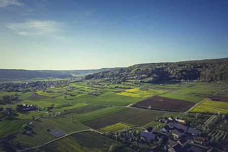 green field under clear blue sky thumbnail