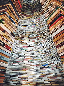 low angle photography assorted-title book collection thumbnail