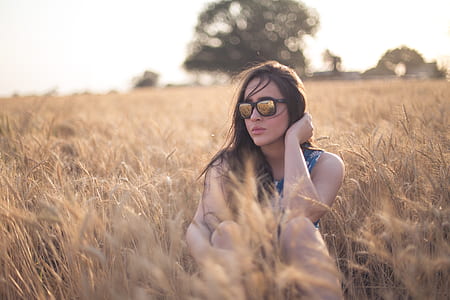 nature, sunglasses, woman, field thumbnail