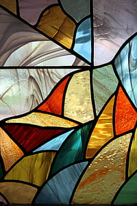 yellow, red, and beige stained glass panel decor thumbnail
