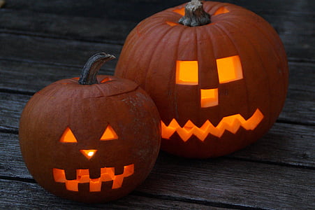 two Pumpkin lamps on parquet floor thumbnail